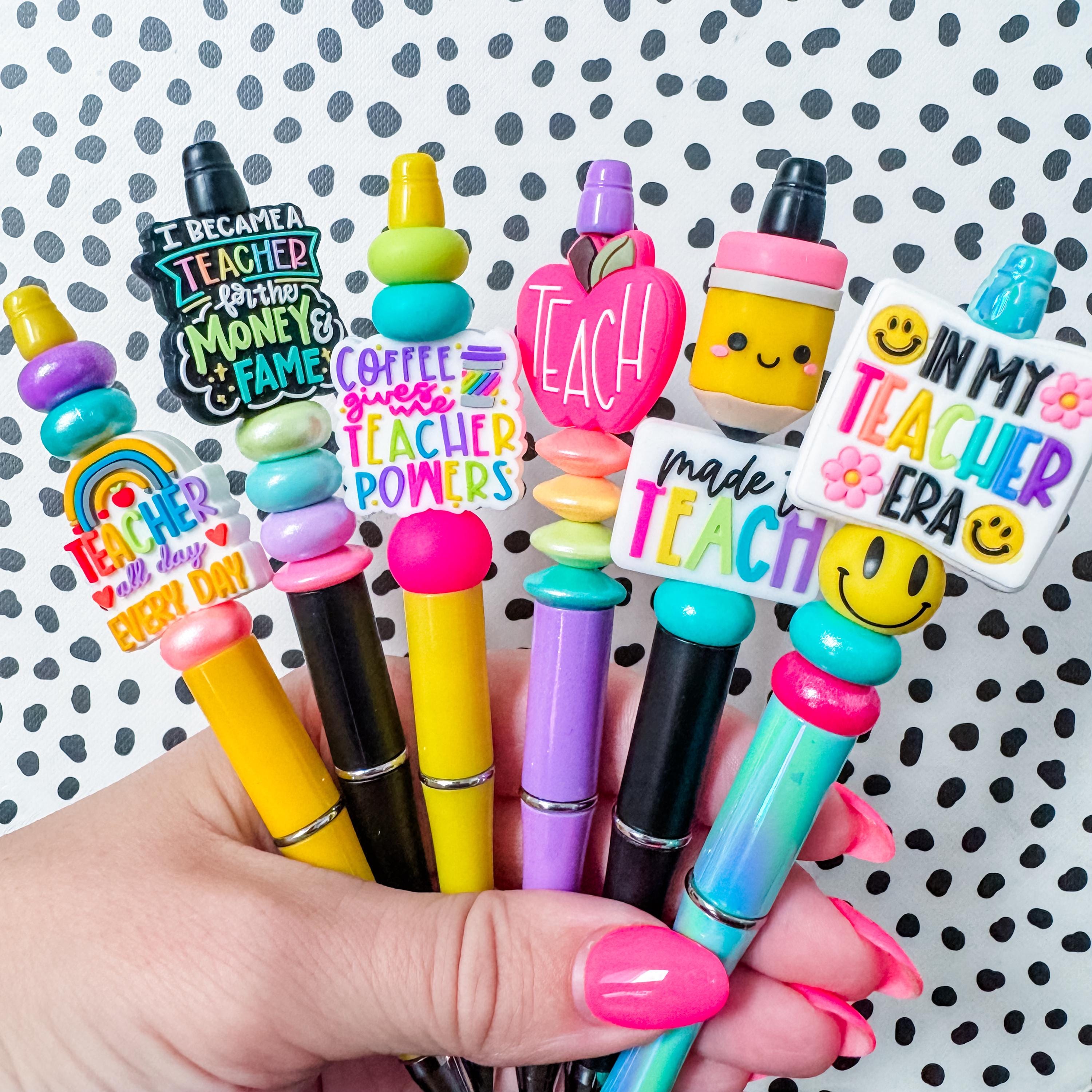Teacher Beaded Pen | Teacher Appreciation Gift | Silicone Beaded Pen | Teacher Era | Christmas EOY Gift Black Ink Ballpoint Refillable Pen