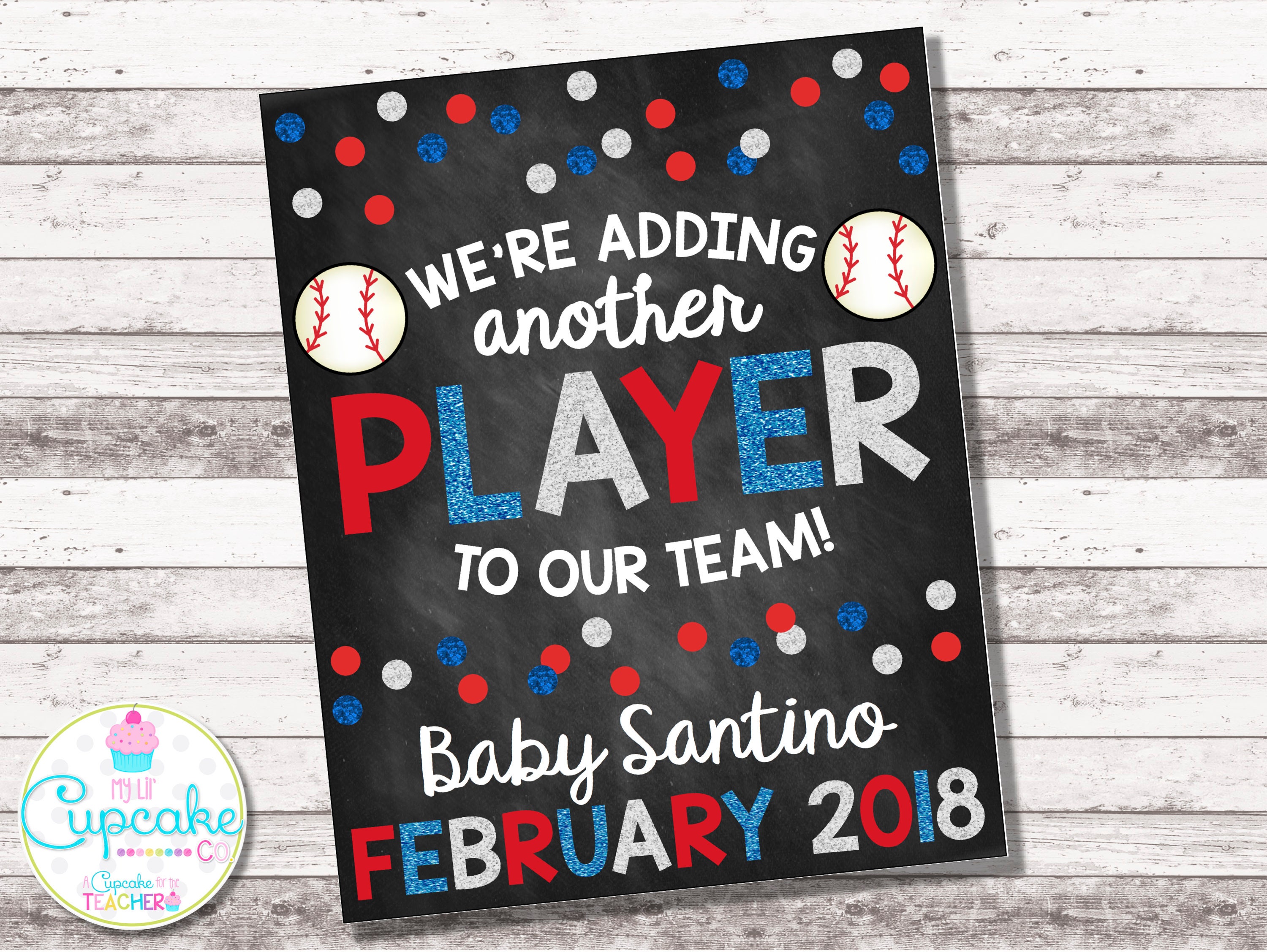 Baseball Pregnancy Announcement Another Player to Our Team Etsy