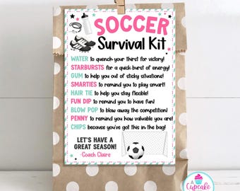 Editable Soccer Survival Kit Bag Tag | Team Gift (Digital Download)
