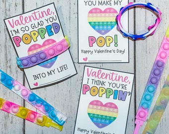 Pop It Valentine's Day Gift Tags | Kids Valentines Printable | Valentine You Make My Heart POP | DIY Valentines | Gift Tag | Digital