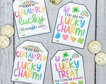 St. Patrick's Day Gift Tags | Lucky Cereal St. Patrick's Day Printable Tags | You Are My Lucky Charm Gift Tag | St. Patty's Treat | Digital