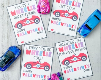 Wheelie Valentine&#39;s Day Gift Tags | Car Valentines | Race Car Valentine | Wheelie Great Friend | DIY Valentines | Gift Tag | Digital