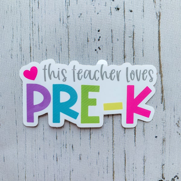 Teacher Sticker | I Love Pre-K | Grade Level Sticker | Preschool Teacher | Pre-K Teacher | Laptop Water Bottle Sticker | Teacher Gift