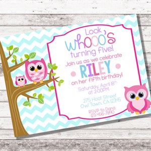 Girl's Owl Birthday Invitation | 1st 2nd Birthday | Owl Birthday Party | Owl Birthday Any Age | Girl Birthday Invite | Pink | Digital Invite