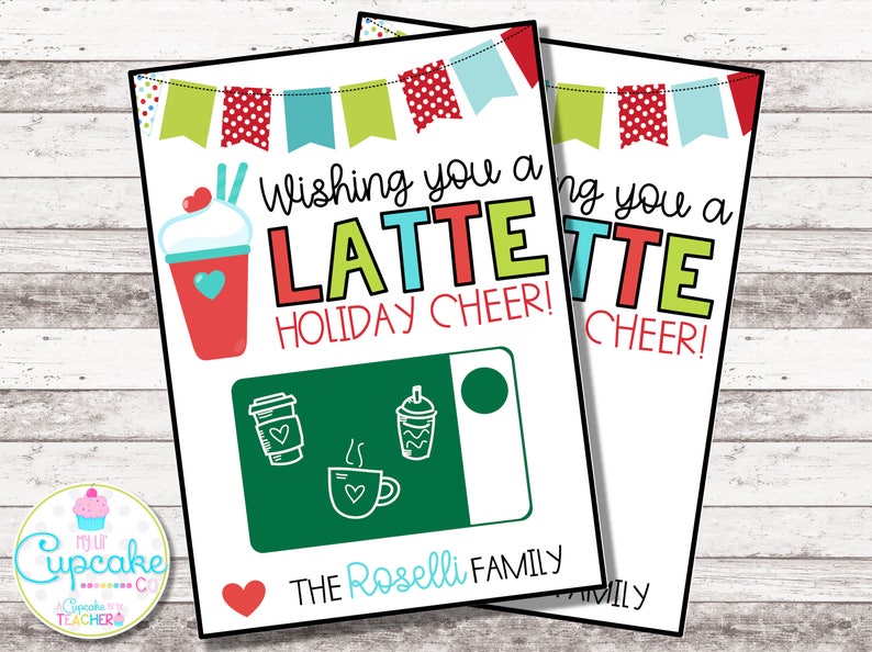 Thanks a LATTE Christmas Card Christmas Coffee Gift Card