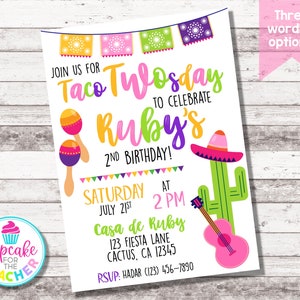 Taco Twosday Birthday Invitation | Taco Bout a Party Invitation | Taco Invitation Any Age | Fiesta Party Invite | Fiesta Birthday | Digital