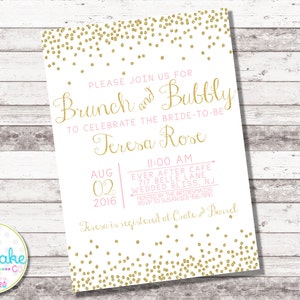 Pink and Gold Bridal Shower Invitation Brunch and Bubbly Bridal Shower ...