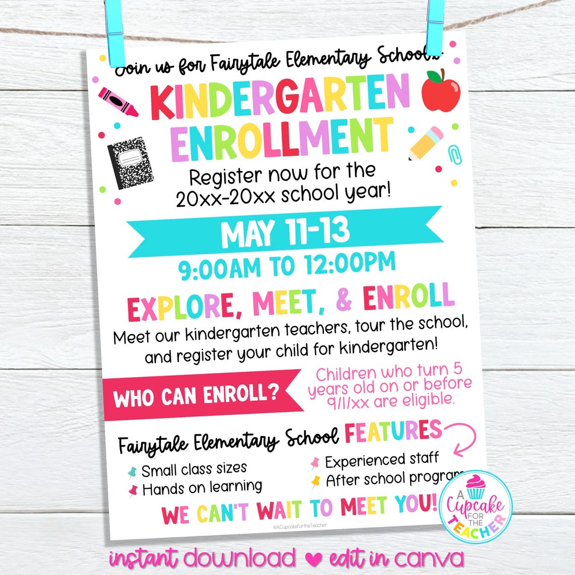 Editable Kindergarten Enrollment Registration Flyer Template | Back to ...