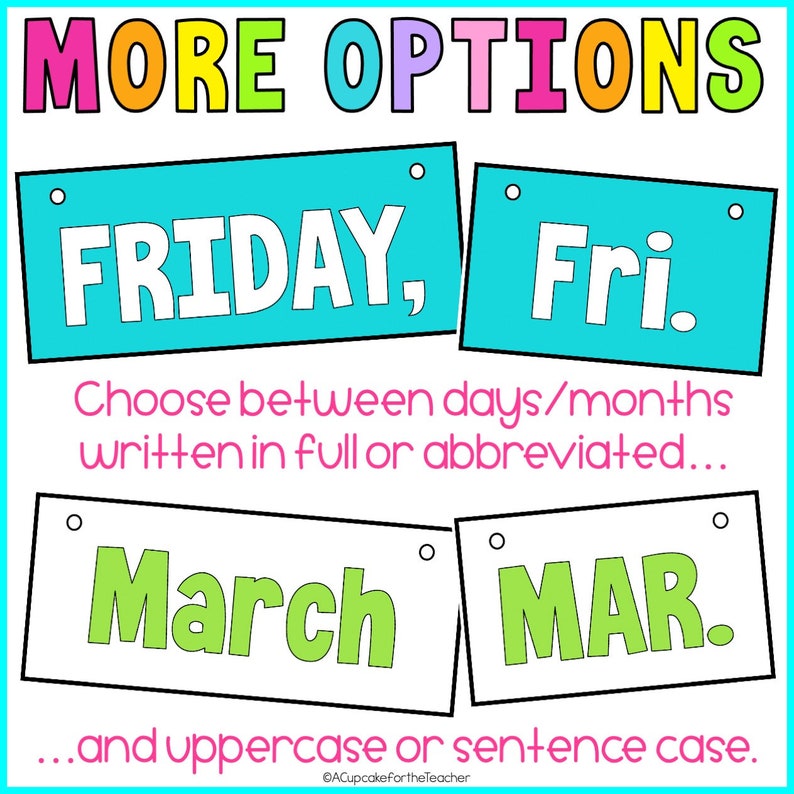 Daily Flip Calendar Cards in Bright Colors for Classroom | Classroom ...
