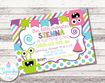 Girl's Monster Birthday Invitation | Little Monster Invitation | Monster Party | Monster Invitation | 1st 2nd 3rd Any Age Birthday | Digital