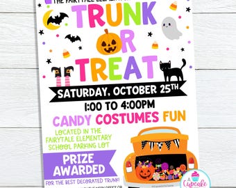 Plantilla de volante de Halloween / Invitación editable para evento de Halloween / Concurso de decoración de Halloween de PTO/PTA / Editar en Canva
