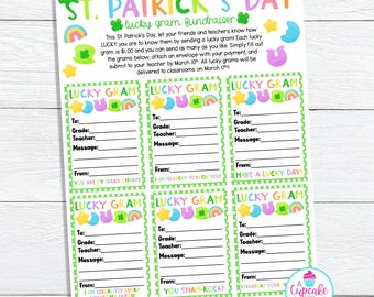 St. Patrick's Day Lucky Gram Template | PTO School Candy Gram Fundraiser Flyer | PTO PTA St Patrick Fundraiser | Lucky Grams | Edit on Canva