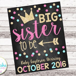 Big Sister Pregnancy Announcement | Big Sister To Be | Promoted to Big Sister | Chalkboard Sign | Pregnancy Reveal | Photo Prop | Digital