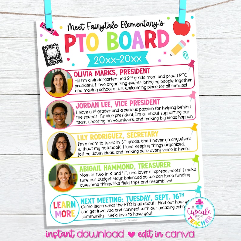 Editable Meet the PTO PTA Board Flyer Template | Back to School PTO ...