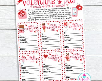 Plantilla de Candy Gram para San Valentín / Volante de recaudación de fondos para la escuela / Volante de Candy Gram para la PTO y la PTA / Edición de recaudación de fondos para San Valentín de la PTO en Canva