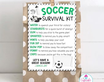 Soccer Survival Kit Bag Tag Template | Editable Soccer Player Gift Tag | Soccer Team Gift | Soccer Mom | Soccer Coach | Edit in Canva