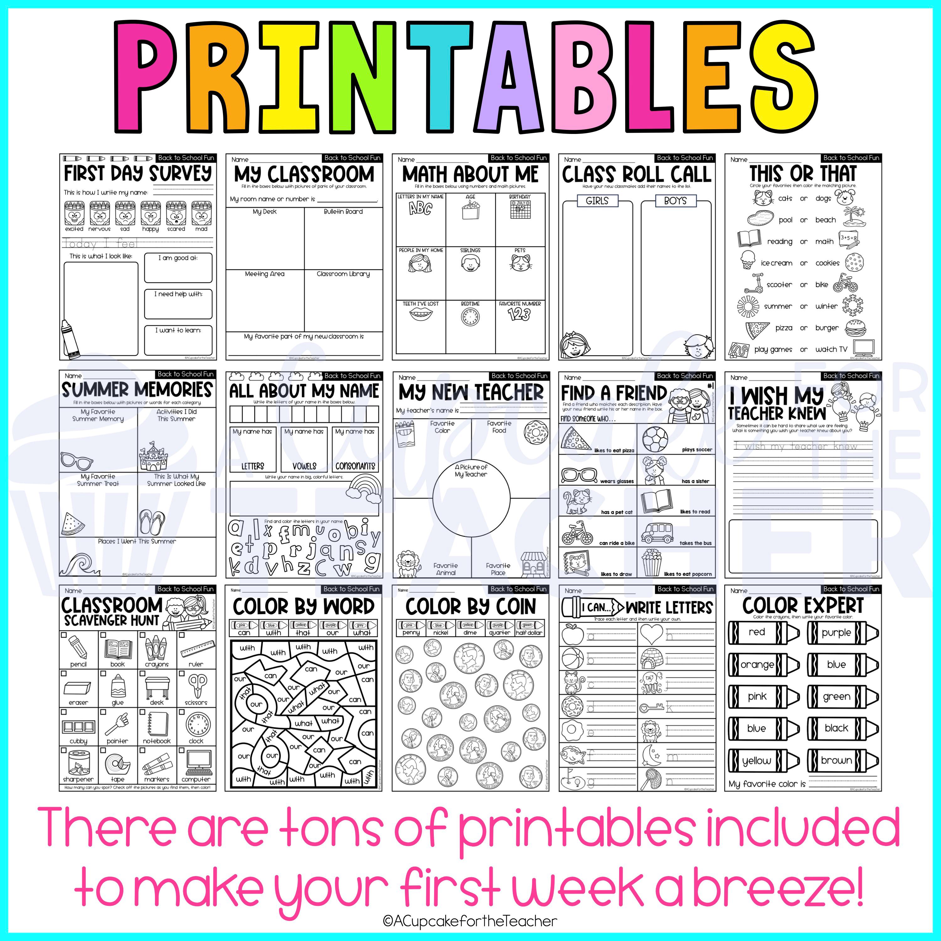 Back to School Activities | First Week of School Print and Go - Etsy