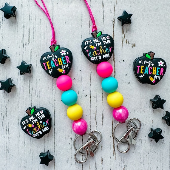 Teacher Lanyard | In My Teacher Era Silicone Bead Lanyard | It's Me Hi I'm the Teacher It's Me | Teacher Gift | Lanyard for ID Badge or Keys