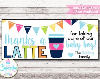 Thanks a LATTE Printable Thank You Card | Thank You Note for Coffee Gift | Thank You a Latte | Labor & Delivery Gift | Nurse Gift | Digital