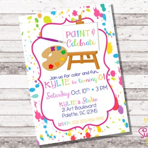 Painting Party Birthday Invitation | Art Birthday Party | Little Artist | Girls Birthday | Paint Invitation | Create and Celebrate | Digital
