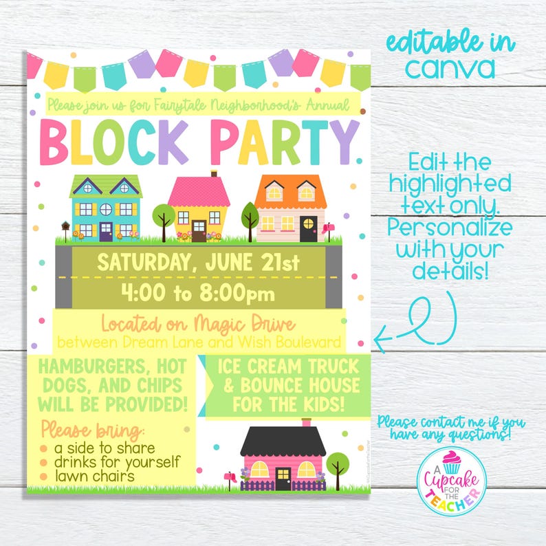Block Party Template | Editable Neighborhood Block Party Flyer ...