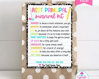 Assistant Principal Survival Kit Bag Tag Template | Editable Vice Principal Appreciation Gift Tag | Back to School Gift| Edit on Canva