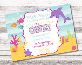 Girl's Under the Sea Birthday Invitation | 1st 2nd Any Age Birthday | Under the Sea Theme Party | Ocean | Girl Birthday Invite | Digital