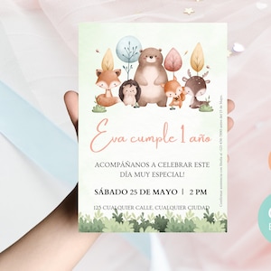 Editable Woodland Animals Birthday Invitation in Spanish, Cute Forest  Invitación en Español, Invitación Cumpleaños Animalitos del Bosque
