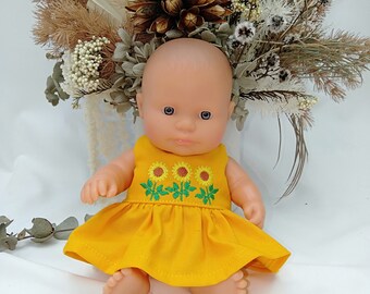 21 cm Miniland Dolls Dress - Sunflowers