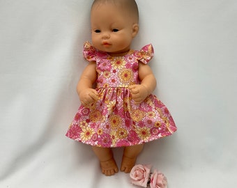 32cm Miniland dolls clothing, Kindred Folk, dolls clothes, peach and pink flowers