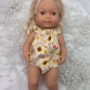 32cm Miniland dolls clothing, Kindred Folk doll, dolls clothes, Sun Flower Rompers