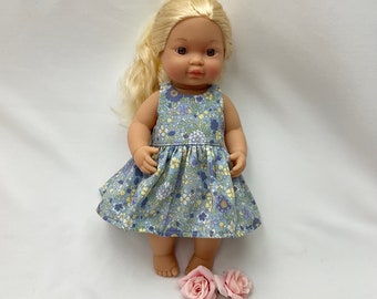 32cm Miniland dolls clothing, Kindred Folk dolls clothes Blue flowers