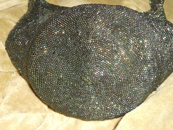 Vintage seed beaded purse/evening bag 1940s/green… - image 4