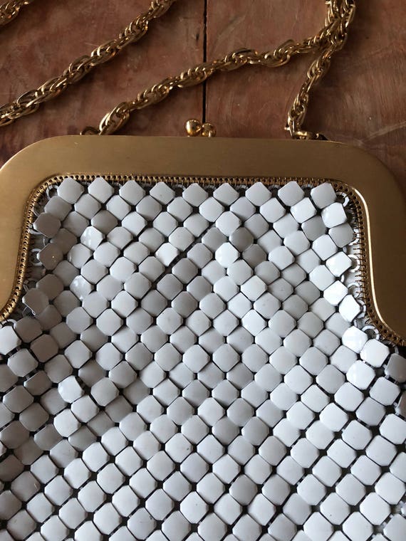 Vintage Whiting & Davis White Mesh Handbag with G… - image 6