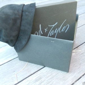 Vintage Black suede Hat/Riding Hat/Cap/ made by Lord and Taylor 1960s with original box image 1