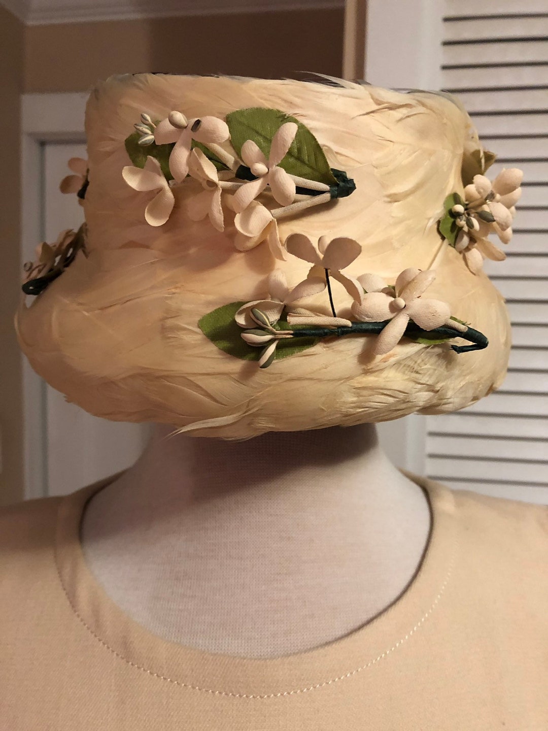1960s Floral Beret Hat by Janyth Roy VTG JANYTH ROY ..FLORAL / FLOWER..PINK..CHURCH HAT | eBay main image 4