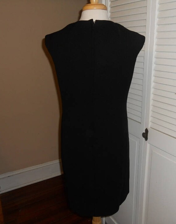 Vintage black wool sleeveless/cap sleeve dress an… - image 2
