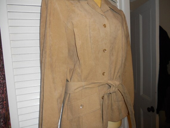 Vintage Abe Schrader jacket in tan/camel faux sue… - image 4