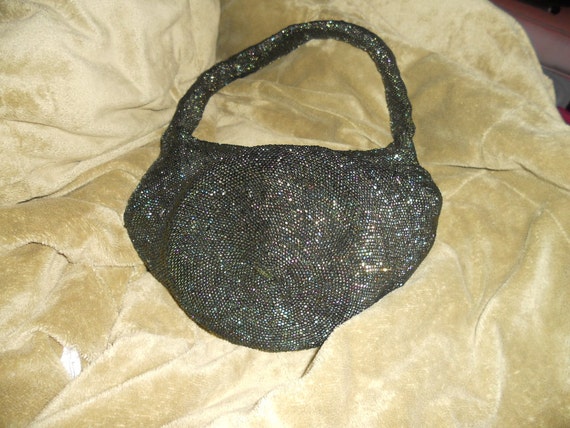 Vintage seed beaded purse/evening bag 1940s/green… - image 5