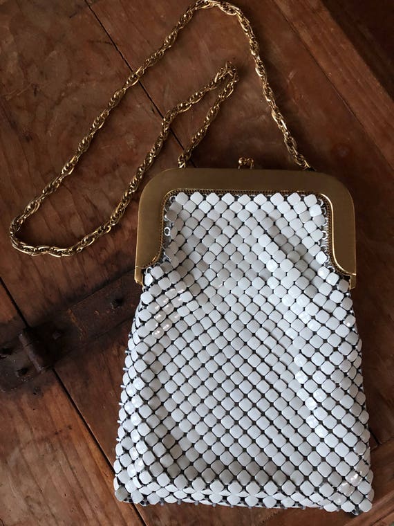 Vintage Whiting & Davis White Mesh Handbag with G… - image 5
