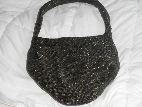 Vintage seed beaded purse/evening bag 1940s/green… - image 3