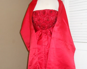 Vintage Bob Bugnand for Sam Friedlander Red Cocktail Evening Dress/Gown with Shawl
