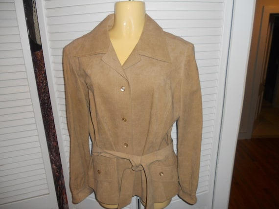 Vintage Abe Schrader jacket in tan/camel faux sue… - image 1