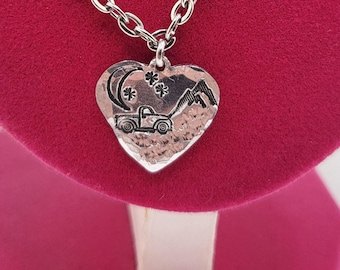 NIGHT DRIVE NECKLACE Handstamped Aluminum