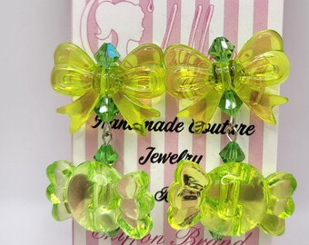 GREEN CANDY BOW Earrings
