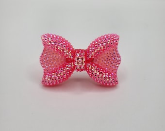 Shocking Pink Bow Cocktail Ring: Adjustable Neon Jewelry