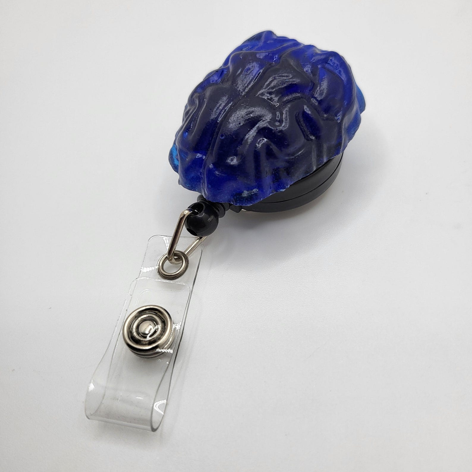 BLUE BRAIN ID Holder, Epoxy Art Badge Reel - Etsy