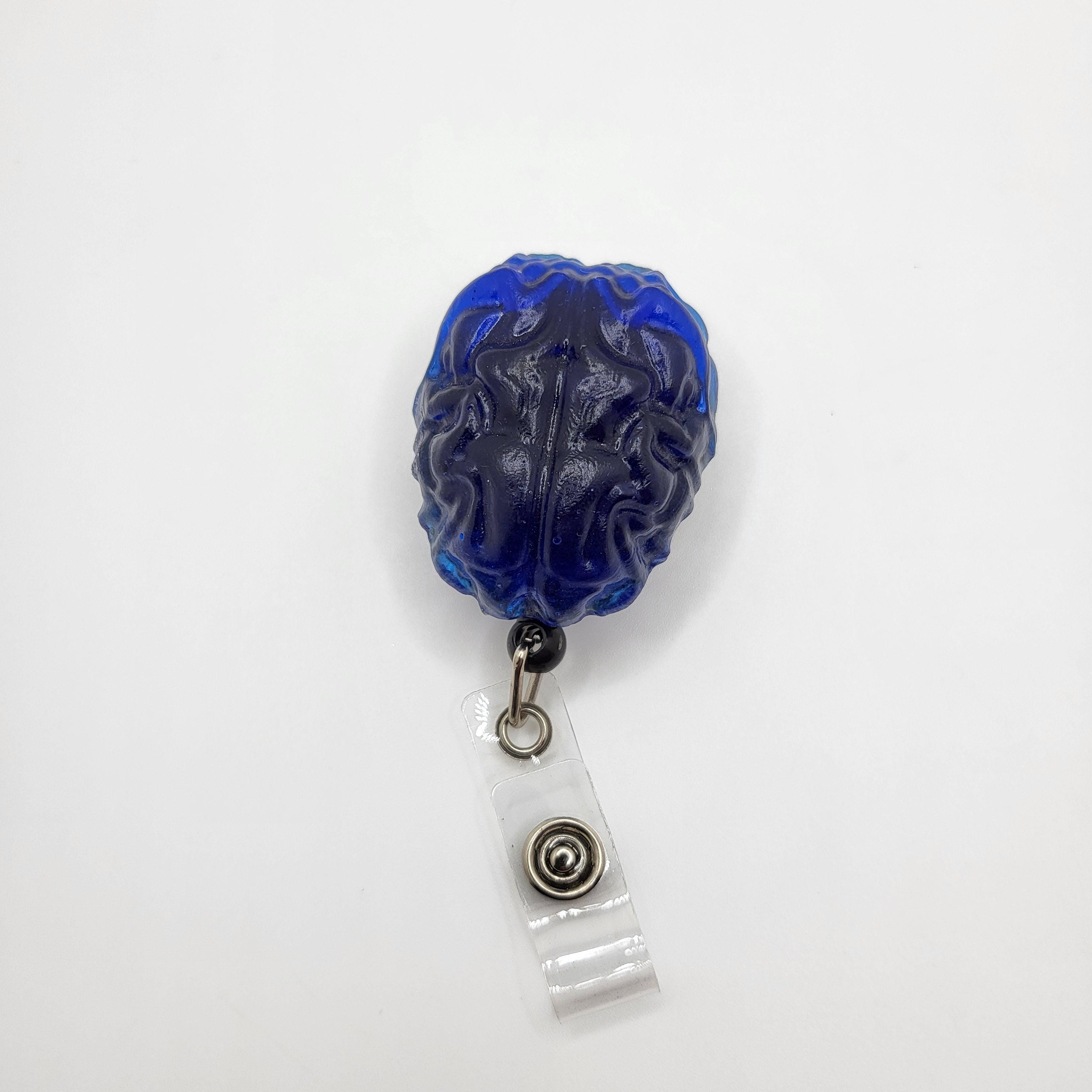 BLUE BRAIN ID Holder, Epoxy Art Badge Reel - Etsy