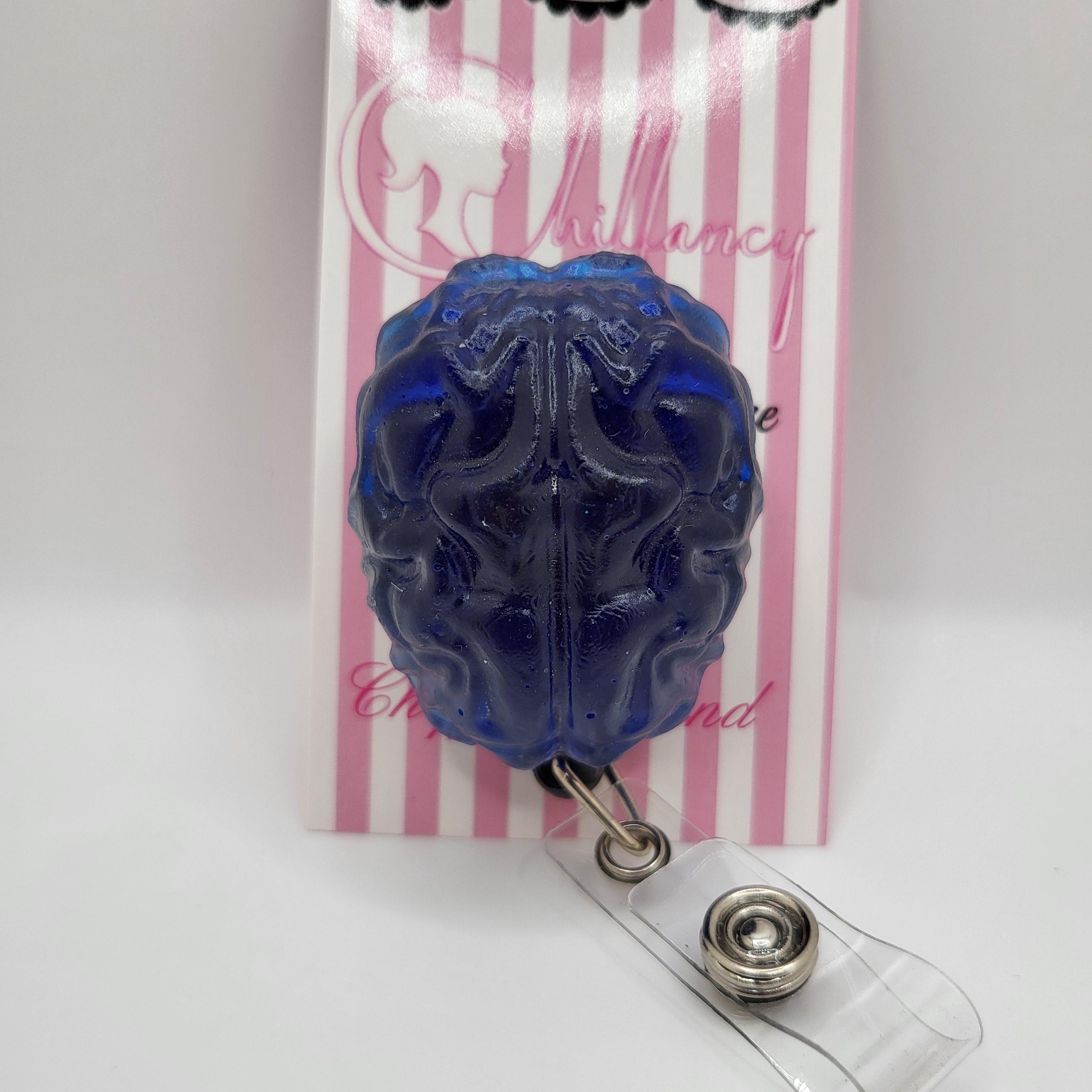 BLUE BRAIN ID Holder, Epoxy Art Badge Reel - Etsy
