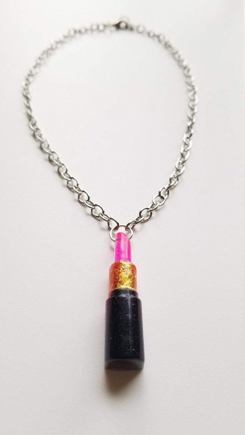 HOT PINK LIPSTICK Necklace 16 Inch Necklace Makeup Necklace Etsy